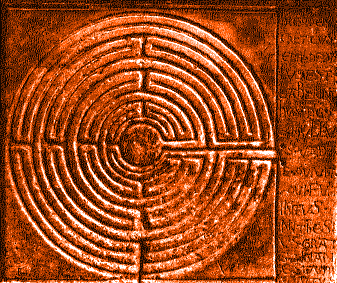 Ancient etched depiction of Chartre designed labyrinth.